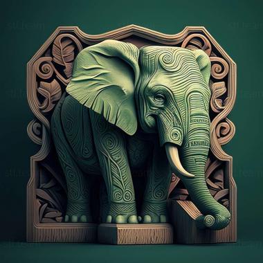 3D model Green Elephant 2D game (STL)